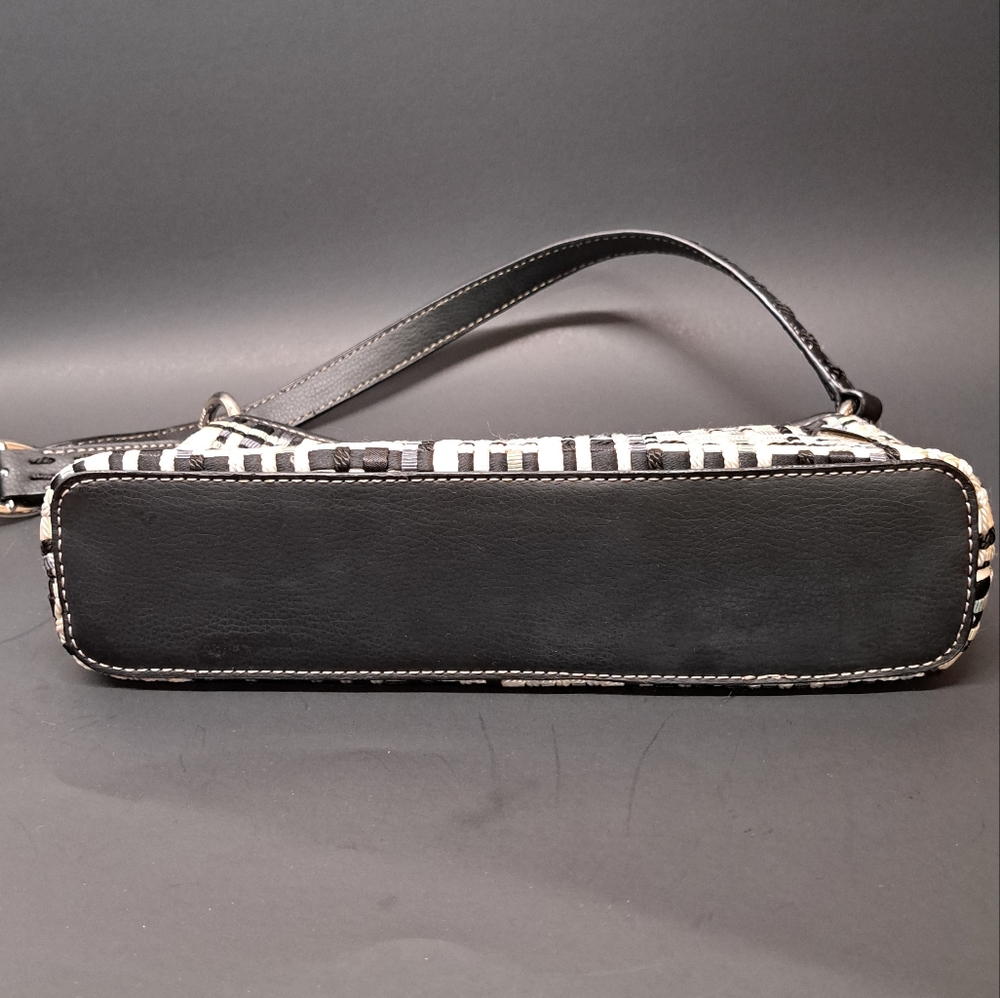 THE SAK Woven fabric and genuine leather small shoulder bag black white - Picture 9 of 12